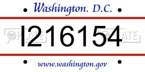 I216154 District Of Columbia License Plate