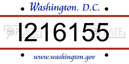 I216155 District Of Columbia License Plate