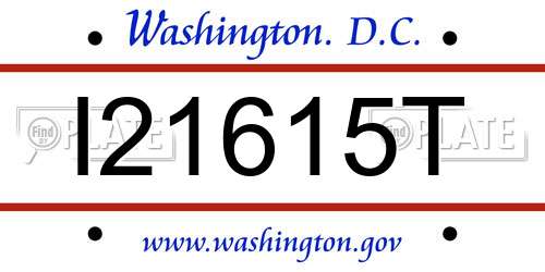 I21615T District Of Columbia License Plate