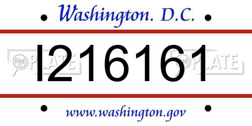 I216161 District Of Columbia License Plate