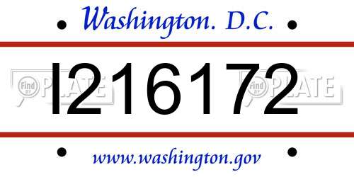 I216172 District Of Columbia License Plate