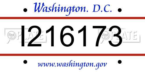 I216173 District Of Columbia License Plate