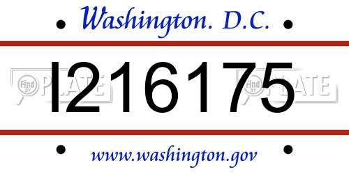 I216175 District Of Columbia License Plate