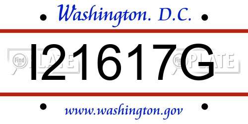 I21617G District Of Columbia License Plate