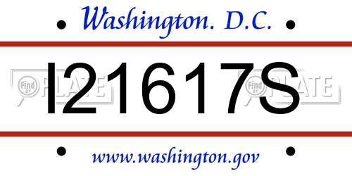 I21617S District Of Columbia License Plate