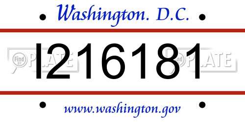 I216181 District Of Columbia License Plate