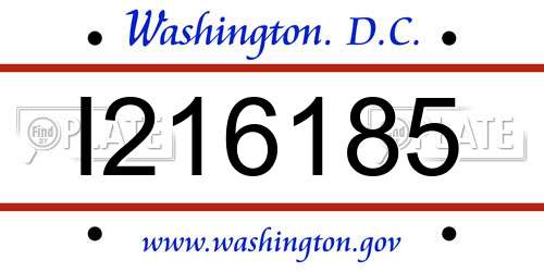 I216185 District Of Columbia License Plate