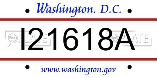 I21618A District Of Columbia License Plate