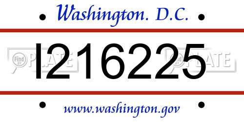 I216225 District Of Columbia License Plate