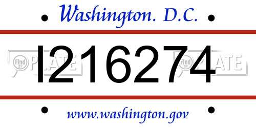 I216274 District Of Columbia License Plate