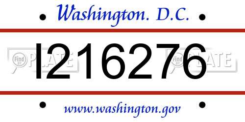 I216276 District Of Columbia License Plate