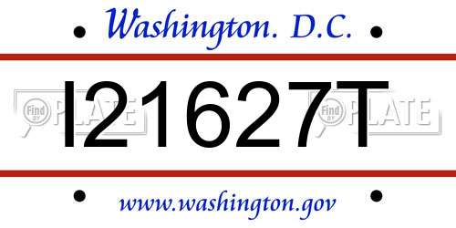 I21627T District Of Columbia License Plate