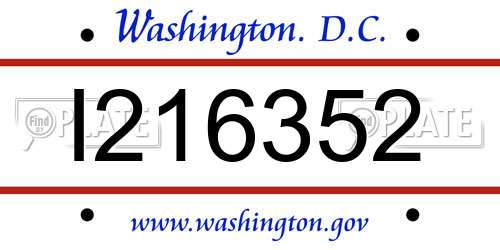 I216352 District Of Columbia License Plate
