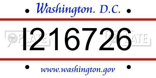 I216726 District Of Columbia License Plate