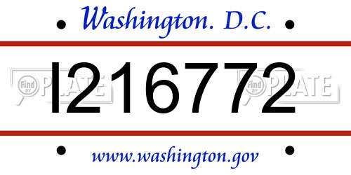 I216772 District Of Columbia License Plate