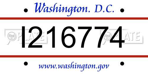 I216774 District Of Columbia License Plate