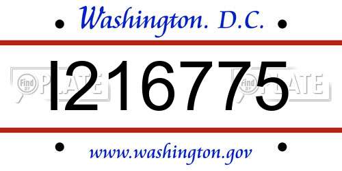 I216775 District Of Columbia License Plate