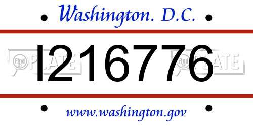 I216776 District Of Columbia License Plate