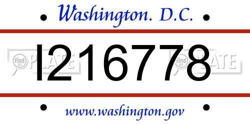 I216778 District Of Columbia License Plate
