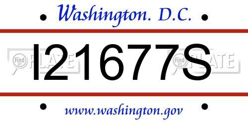 I21677S District Of Columbia License Plate