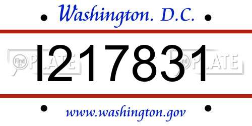 I217831 District Of Columbia License Plate