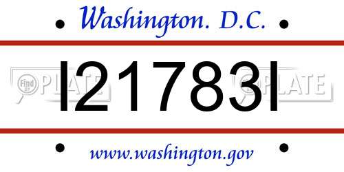 I21783I District Of Columbia License Plate