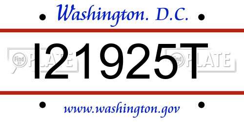 I21925T District Of Columbia License Plate
