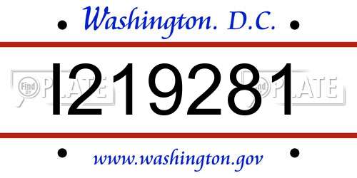 I219281 District Of Columbia License Plate