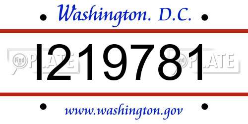 I219781 District Of Columbia License Plate
