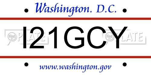 I21GCY District Of Columbia License Plate