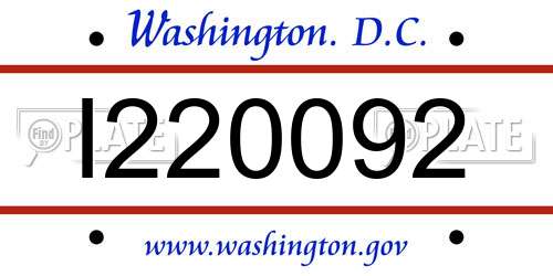 I220092 District Of Columbia License Plate