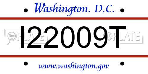 I22009T District Of Columbia License Plate