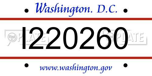 I220260 District Of Columbia License Plate