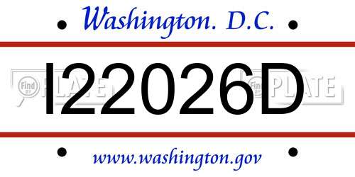 I22026D District Of Columbia License Plate