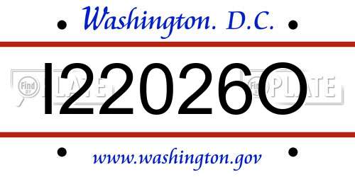 I22026O District Of Columbia License Plate