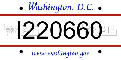 I220660 District Of Columbia License Plate