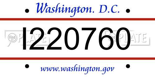 I220760 District Of Columbia License Plate