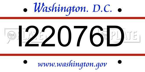 I22076D District Of Columbia License Plate