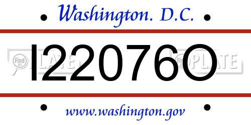 I22076O District Of Columbia License Plate