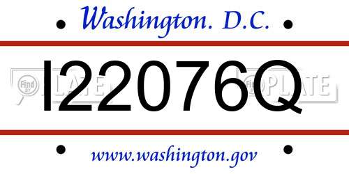 I22076Q District Of Columbia License Plate