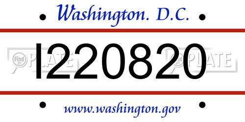 I220820 District Of Columbia License Plate