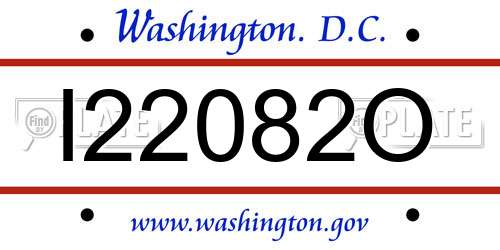I22082O District Of Columbia License Plate