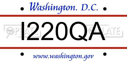 I220QA District Of Columbia License Plate