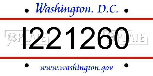 I221260 District Of Columbia License Plate