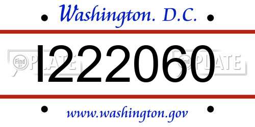 I222060 District Of Columbia License Plate
