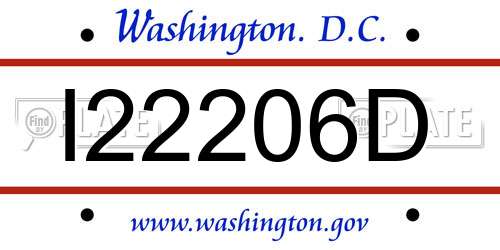 I22206D District Of Columbia License Plate