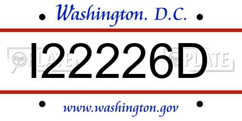 I22226D District Of Columbia License Plate
