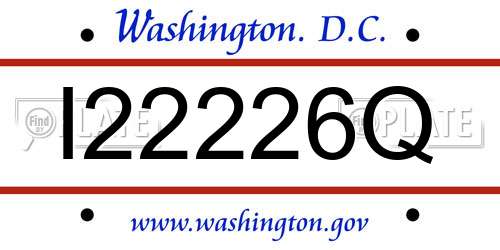 I22226Q District Of Columbia License Plate