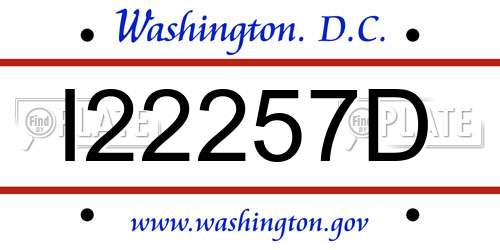 I22257D District Of Columbia License Plate