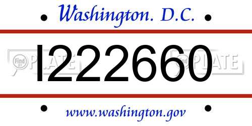 I222660 District Of Columbia License Plate